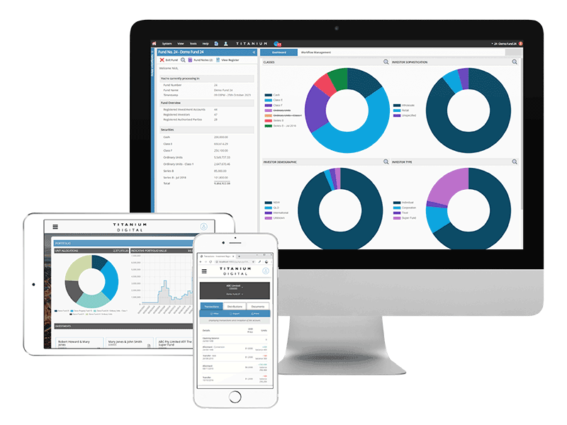 Multi-Device Screens Showing UNITISE Funds Administration Software