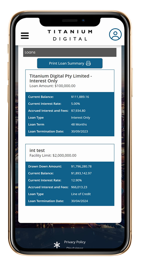 Mobile Screen Showing INFUSE Borrower Portal